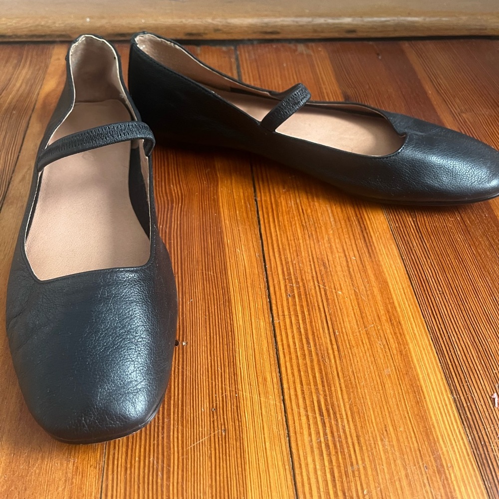 Madewell Greta Black Leather Flats